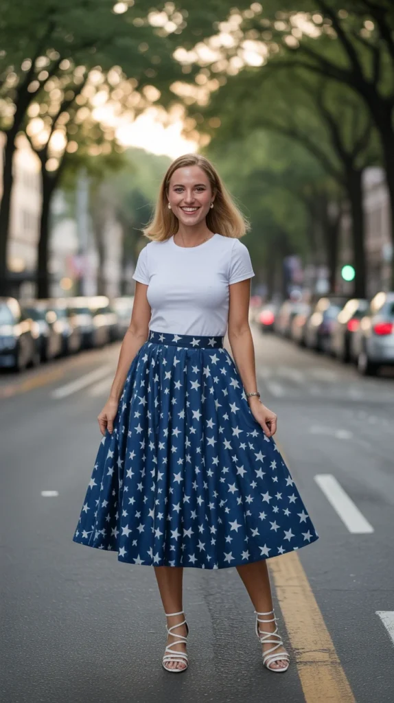 20 Classy & Aesthetic 4th of July Outfit Ideas to Celebrate in Style 6 0003 1 star spangled midi skirt with white tee waroX5TvQCqlW7d A z9Jg IMiY4gCmTeOOtLrrYMf9Nw