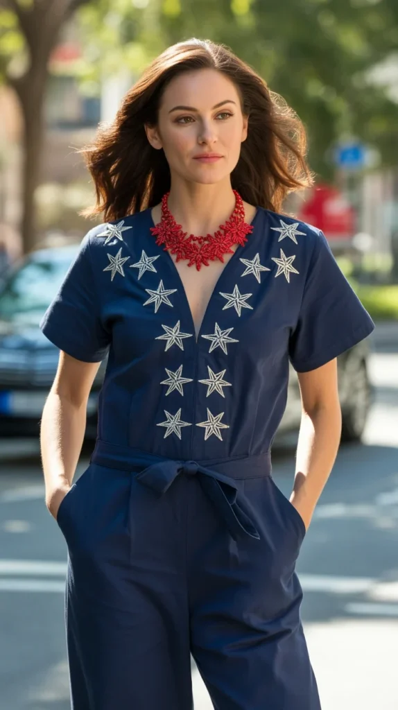 20 Classy & Aesthetic 4th of July Outfit Ideas to Celebrate in Style 8 0005 1 navy blue jumpsuit with white star embro 3KSf6eJmThuJhErY6GUriQ d2BNUs 1SEWwjSjvEUQ4wQ