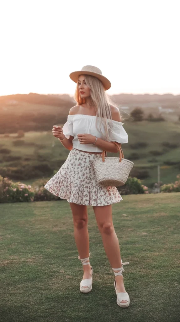 20 Chic Short Skirt Outfit ideas for Every Season: Stylish Looks to Try Now 19 0016 1 floral mini skirt with off shoulder top QzEssrIBTT2Md6gIk6oEcA xWDfLqbWS0uc2PVZ33gMrQ