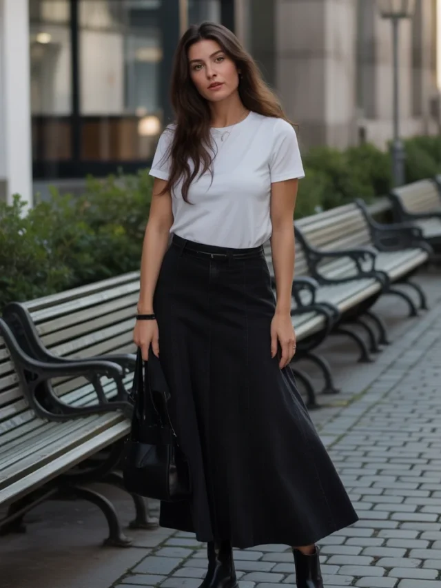 15 Chic Long Black Skirt Outfit Ideas for a Feminine and Elegant Look
