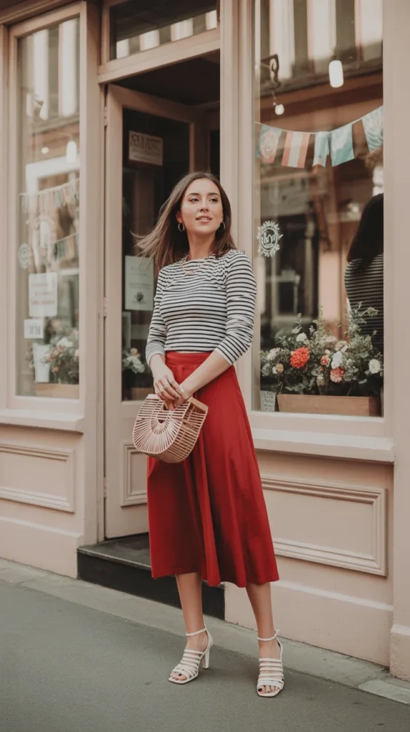 20 Types of Red Skirt Outfit Ideas for Chic, Casual & Trendy Looks 4 0001 1 1 cherry red midi skirt with black and w nbRyK g RgOFcWdp01Crjw MyabO1I3RKCwXXcVyyDdwQ