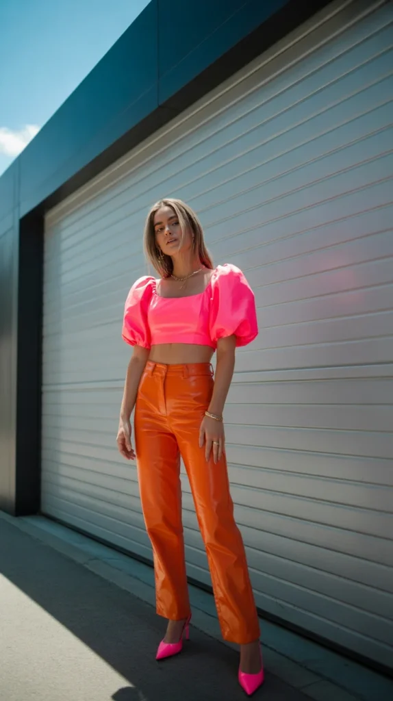 20 Neon Outfit Ideas: What to Wear to Brunch, Beach Parties, Bachelorettes & More 4 0001 1 1 neon pink puff sleeve crop top with or kzWEIS39TQWJXSlaBC0zpQ BY9 o XRwWSi1TexdZ 9w