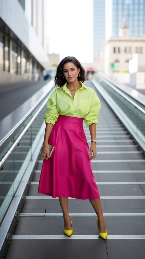 20 Neon Outfit Ideas: What to Wear to Brunch, Beach Parties, Bachelorettes & More 6 0003 1 3 neon yellow button up shirt with hot p Aiw83eRiRomNIowwogjW5g 3 4qtRd0SCKuuEdpGtXhVA