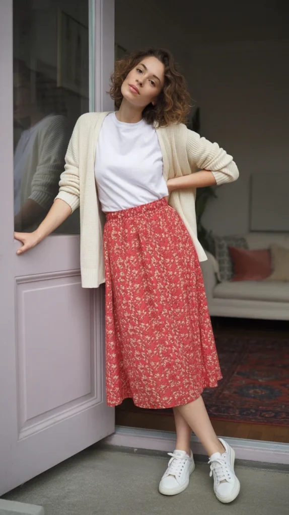 20 Types of Red Skirt Outfit Ideas for Chic, Casual & Trendy Looks 7 0004 1 floral red midi skirt with white tee cre mPbHjfDXR6azMueHiOpMbg 8120Jnn9TNqoJx0kW7avtg