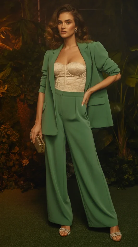 20 Elegant Pantsuits for Women to Wear as Wedding Guests: Dressy & Evening Outfit Ideas 9 0006 1 6 forest green wide leg pantsuit with la MZyE94VbSvmILm6rXIrSwg XziHGjb4RXys4UcfdS 9mQ
