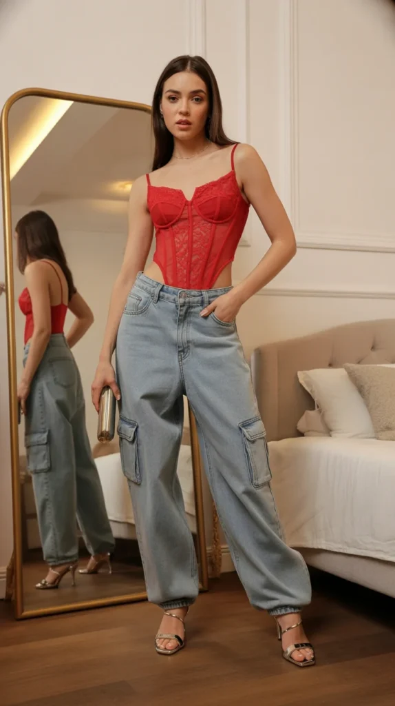20 Sizzling Birthday Fits Baddie Style: Ultimate Baddie Birthday Outfit Ideas for Your Big Day 9 0006 1 red lace corset top with baggy cargo jea BqQM3aWBSdC9Qa CThvMIw uXiP1ptPQXaSGUvwhplZxg