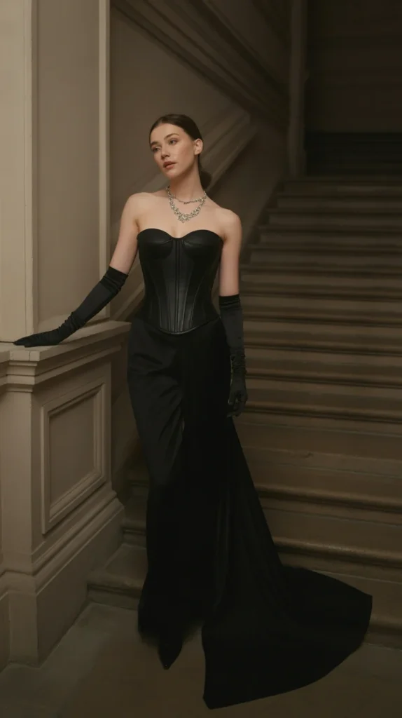 How to Style Black Corset Outfits - 20 Black Corset Outfit Ideas to Elevate Your Wardrobe 10 0007 1 7 corset bustier with flowing black gown ziUEhwptS5KDk200AGzZ7Q GtXG2S8iQ32dcF iJRGKYg