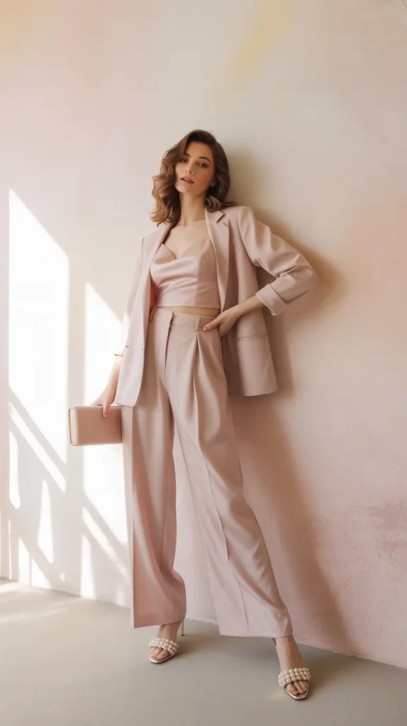 20 Elegant Pantsuits for Women to Wear as Wedding Guests: Dressy & Evening Outfit Ideas 11 0008 1 8 blush pink two piece pantsuit with sat m0y0IyaMRUu9D9pVPwEqAg BSohGMm4TKGsTEp9 aQ3LQ