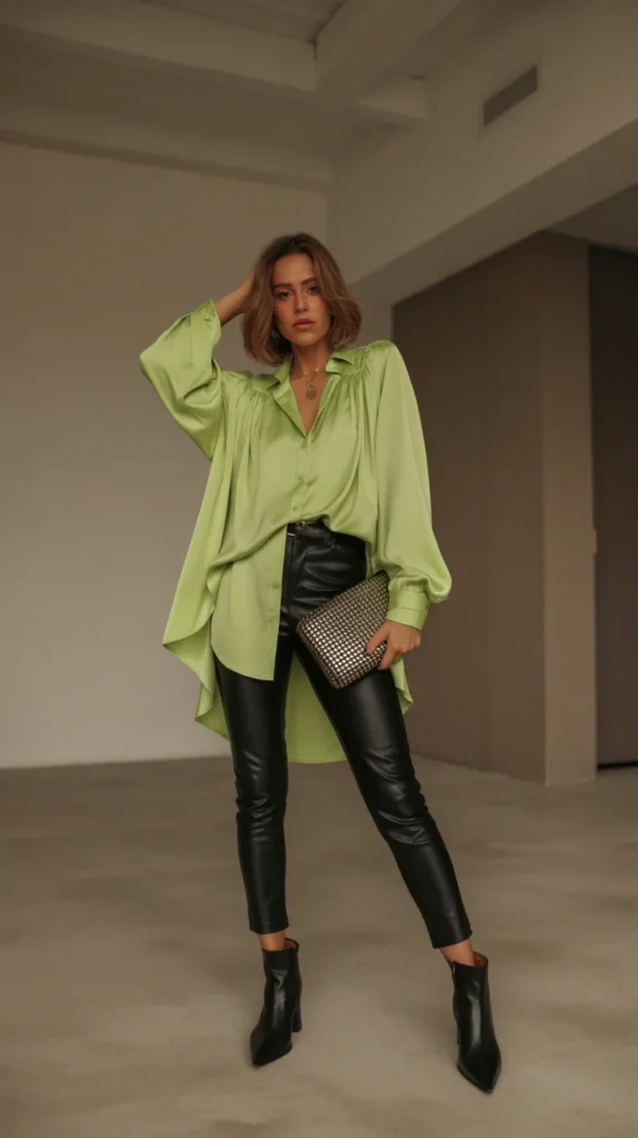 0009 1 9 lime green flowy blouse with leather p PInCphZ TnW0wgPgsO5KiQ xCaiUmDT SKN bDZDHWgw