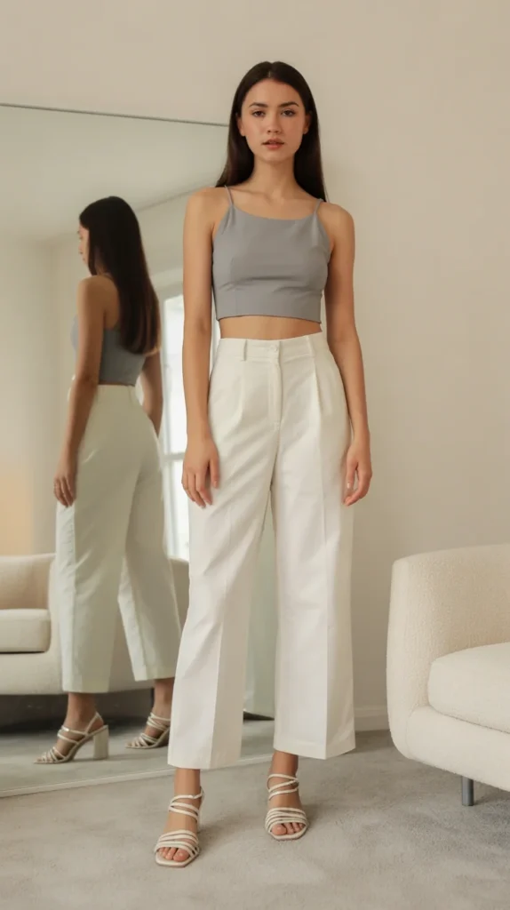 How to Style Grey Top & Grey Crop Top Outfit: 20 Chic Looks to Refine Your Wardrobe 17 0014 1 grey crop top with high waisted white tr v q3PloTQX KF98oDuQlPw W bemrzvRoK8POsPGZCxQg