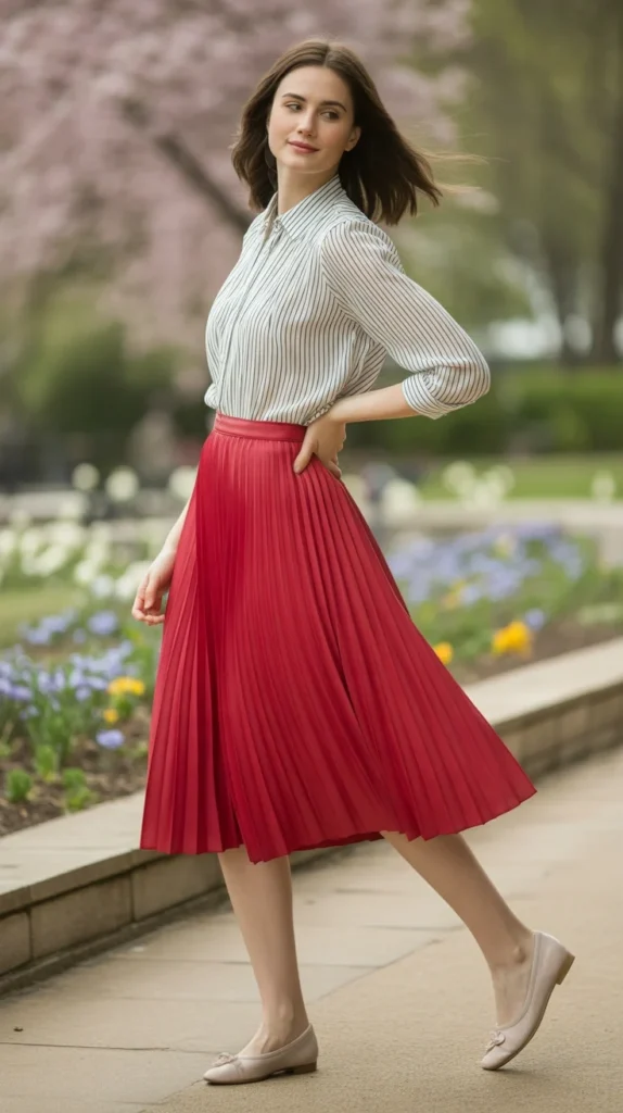 20 Types of Red Skirt Outfit Ideas for Chic, Casual & Trendy Looks 19 0016 1 16 red pleated midi skirt with striped b EGFeflijRe2AZawjzp2HGg jv Sx4ppRz BIdvr86BmqQ