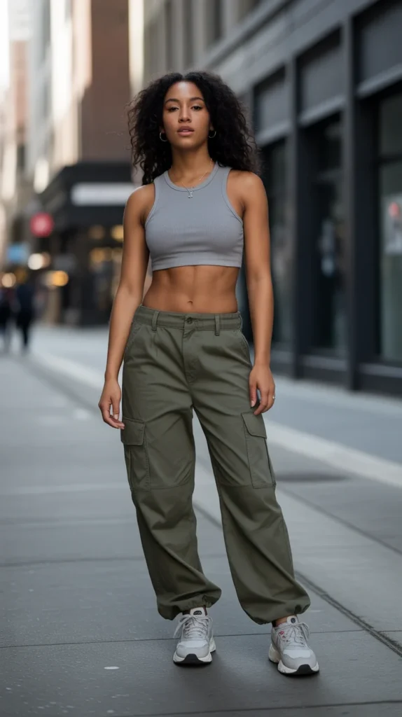 How to Style Grey Top & Grey Crop Top Outfit: 20 Chic Looks to Refine Your Wardrobe 19 0016 1 grey crop top with cargo pants and chunk 53p8co3QRbSfucw2GteRtw A1RYG8rwT WzUw8gohntGg