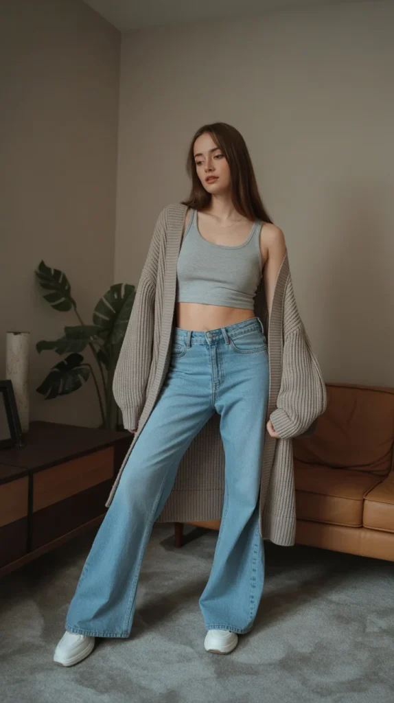 How to Style Grey Top & Grey Crop Top Outfit: 20 Chic Looks to Refine Your Wardrobe 20 0017 1 grey crop top with oversized cardigan an 6Sa23L RQQKLg7EvT5IoDw 9XCQcKlcQdOMAaEYLYDTzA
