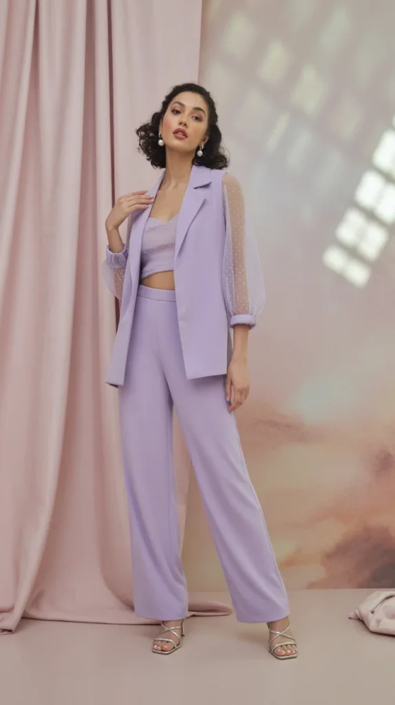 20 Elegant Pantsuits for Women to Wear as Wedding Guests: Dressy & Evening Outfit Ideas 22 0019 1 19 lilac two piece pantsuit with sheer b FRY YLzhRzyPjVZEAY6f7A Ch2w2XTOR1uDcBXolLHIuA