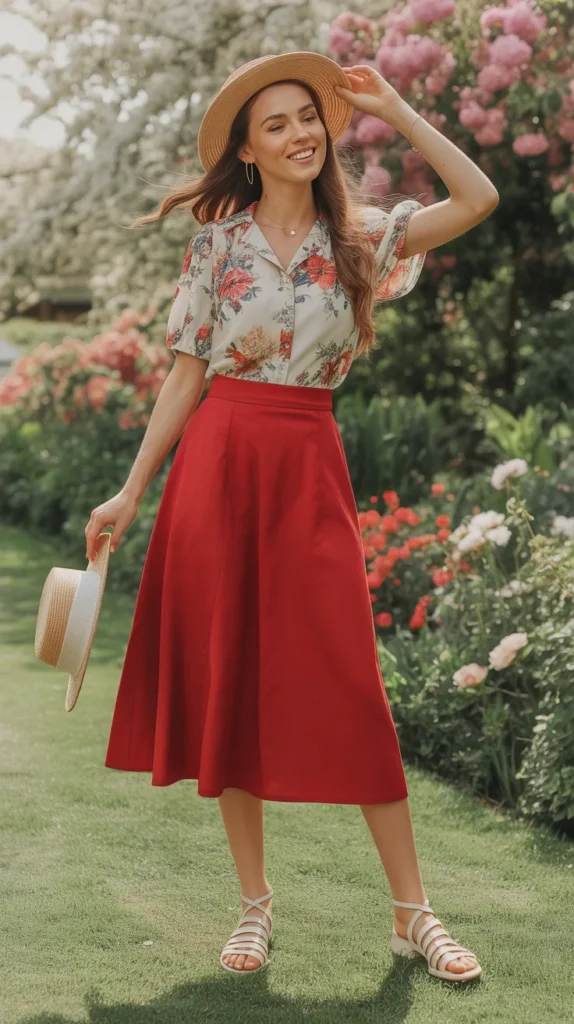 20 Types of Red Skirt Outfit Ideas for Chic, Casual & Trendy Looks 22 0019 1 19 red midi skirt with floral blouse and HLEmptxyR3abFLOzkLgExQ Z KCTgvmTE2FML5F fB41w
