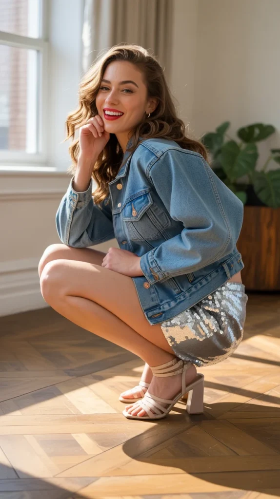 20 Sizzling Birthday Fits Baddie Style: Ultimate Baddie Birthday Outfit Ideas for Your Big Day 22 0019 1 denim jacket with sequin shorts and stra oKyxq7PJQAaUmXaM 4qT5g lGmNmYBJRHOA YlghxfOsg